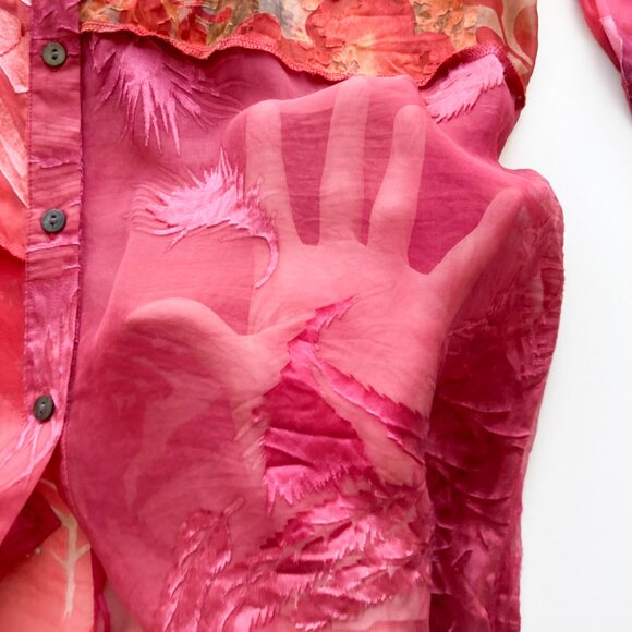 Chico's Design VTG Silk Blend Floral Burnout Blouse - Picture 7 of 8